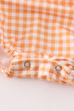 Orange halloween embroidery plaid girl bubble