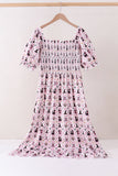 Pink Cat Print Mom Dress
