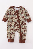 Camouflage ruffle zip boy romper