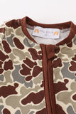 Camouflage ruffle zip boy romper