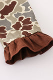 Camouflage ruffle girl hoodie set