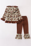Camouflage ruffle girl hoodie set