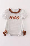 Brown football french knot stripe girl bubble