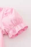 Pink leopard football applique baby girl set