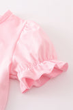 Pink stripe noah's ark applique girl set