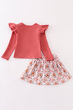 Floral print ruffle girl skirt set