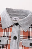 Rust plaid boy button down shirt
