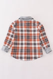 Rust plaid boy button down shirt