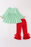 Green christmas grinch embroidery girl set