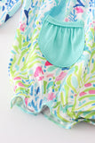 Green floral ruffle girl bubble