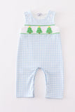 Blue christmas tree french knot smocked boy jonjon