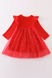 Red velvet tutu girl dress