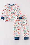 Navy dinosaur print boy pajamas set