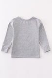 Grey sleigh christmas tree applique boy top