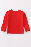 Red trolley christmas tree applique boy top