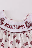 Maroon mississippi embroidery girl set