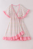 Pink floral print mom ruffle dress