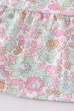 Mint pink floral print mom&me tiered dress