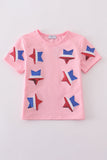 Pink star sequin mom&me top