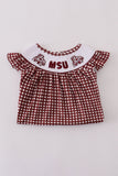 Mississippi MSU embroidery smocked gingham dress