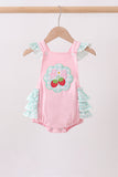 Pink Strawberry Applique Knit Bubble