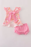 Pink Floral Ruffle Bloomer Set