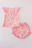 Pink Floral Ruffle Shorts Set