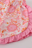 Pink Floral Ruffle Shorts Set