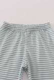 Sage stripe football french knot pants set