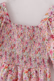 Purple floral print ruffle mom&me dress