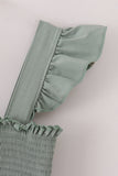 Sage smocked tiered mom dress