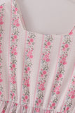 Pink floral print tiered mom dress