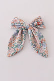 Blue floral print sailor bow