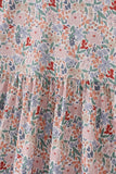 Blue floral print ruffle mom dress