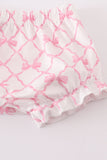 Pink bow smocked bloomer set