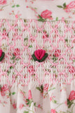 Pink rose hand smocked pants set