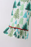Green christmas tree print mom pajamas pants set