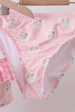 Pink rose ruffle 2pc women swimsuit
