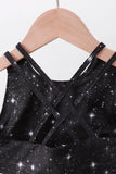 Black glitter skort set