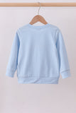 Blue puppy clover embroidery top
