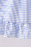 Blue Gingham Lace Ruffle Dress