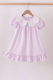Purple Gingham Lace Ruffle Dress