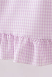 Purple Gingham Lace Ruffle Dress