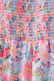 Purple floral smocked women dress