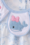 Blue Whale Embroidered Bubble