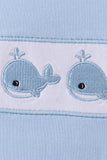 Blue Whale Embroidered Shorts Set