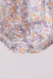 Purple Floral Smocked Ruffle Bubble