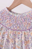 Purple Floral Smocked Dress