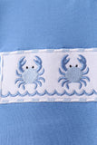 Blue Crab Embroidered Seersucker Shorts Set