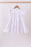 White fireworks sequin tiered ruffle dress